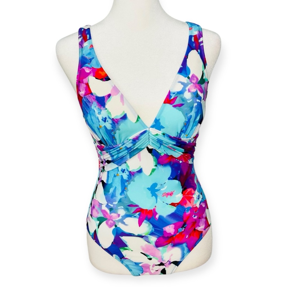 Gottex V-Neck Ruched Surplice One-Piece Swimsuit NEW with Tags Size 6